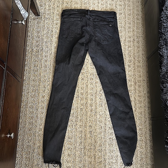Rag & Bone black distressed raw hem stretchy jeans sz 28 - Picture 2 of 5